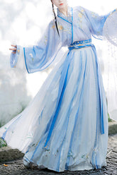 Chinesische Brustmanschetten Wunderschön besticktes süßes Hanfu-Kleid, komplettes Set